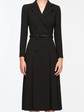 Emilia Wickstead CHANEY DRESS IN BLACK SINGLE WOOL CREPE